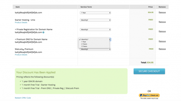 Network Solutions' scammy bullshit signup funnel