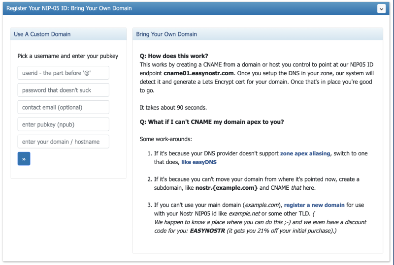 easyNostr: Setup your NIP-05 ID under your own domain