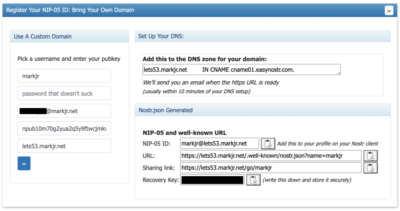 easyNostr: Setup your NIP-05 ID under your own domain